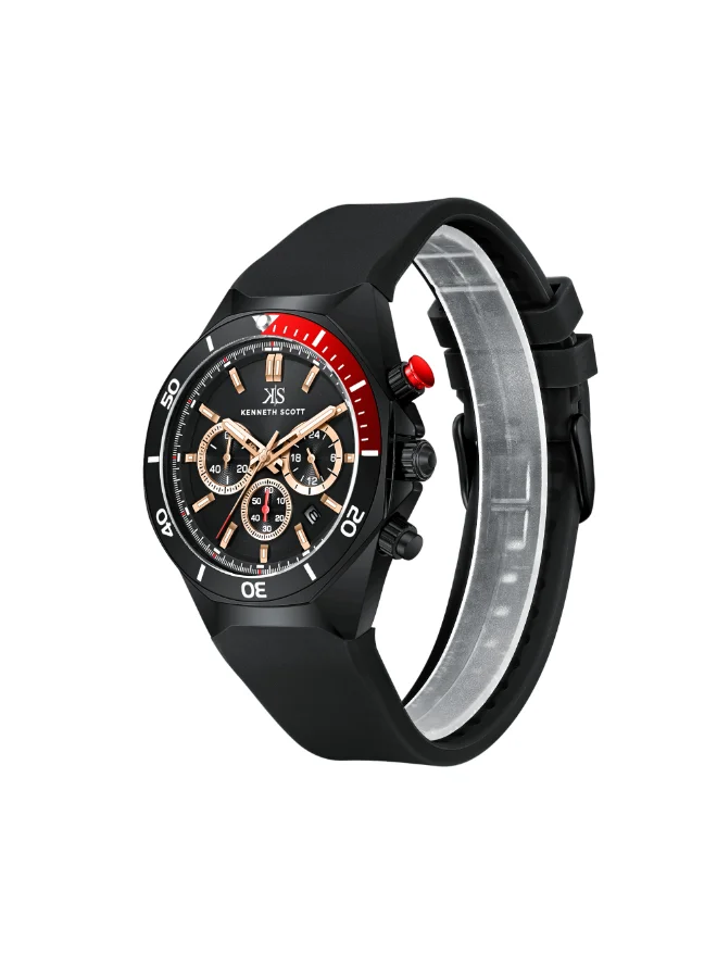 Kenneth Scott Men's Silicone Chronograph  Watch K26116-BSBB - 43 mm