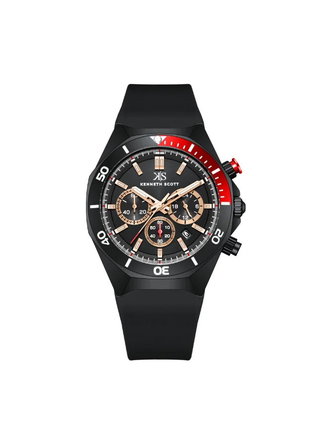 Kenneth Scott Men's Silicone Chronograph  Watch K26116-BSBB - 43 mm