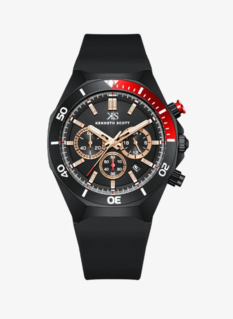 كينيث سكوت Men's Silicone Chronograph  Watch K26116-BSBB - 43 mm
