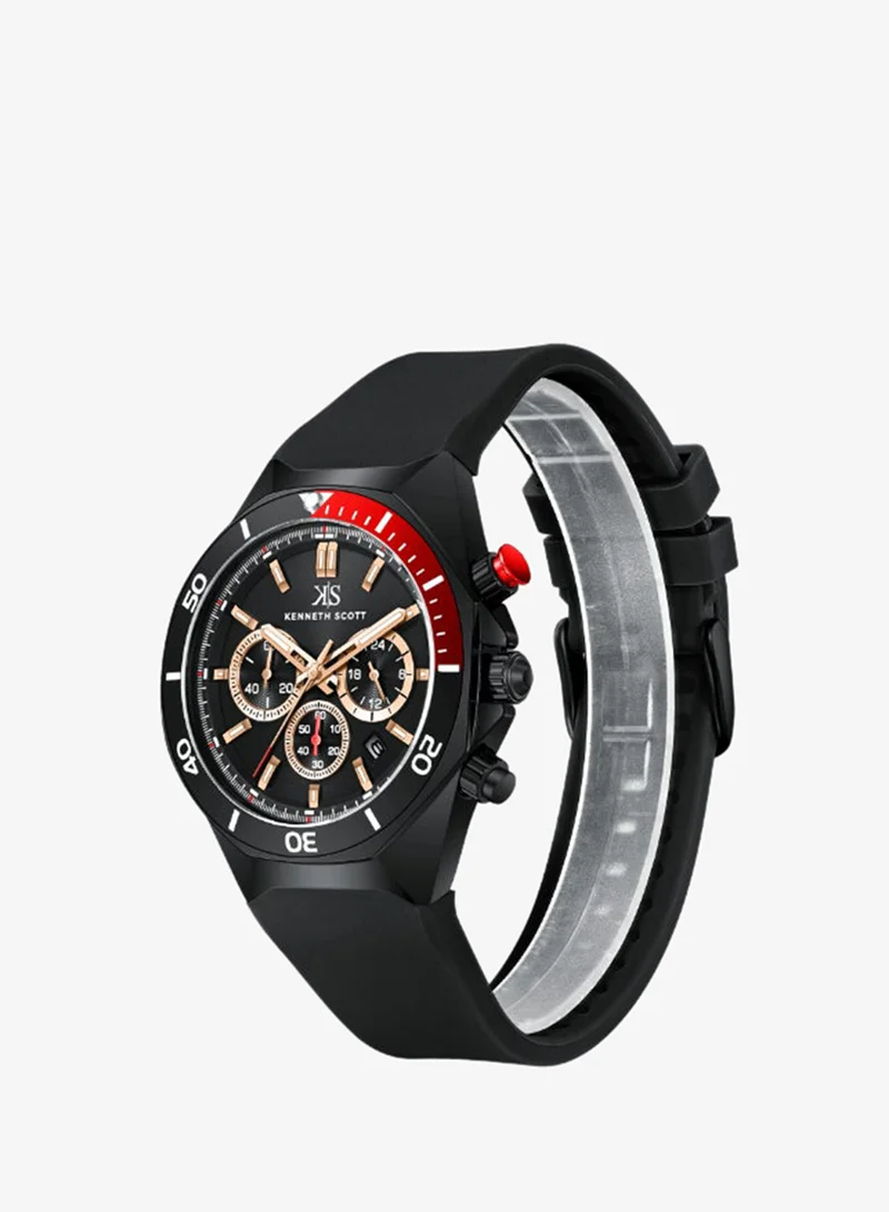كينيث سكوت Men's Silicone Chronograph  Watch K26116-BSBB - 43 mm