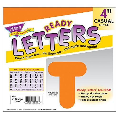 Trend Enterprises Trend Orange 4" Casual Uppercase Ready Letters, Bulletin Board Decor, 4-Inch, 72 Pieces - Image 3