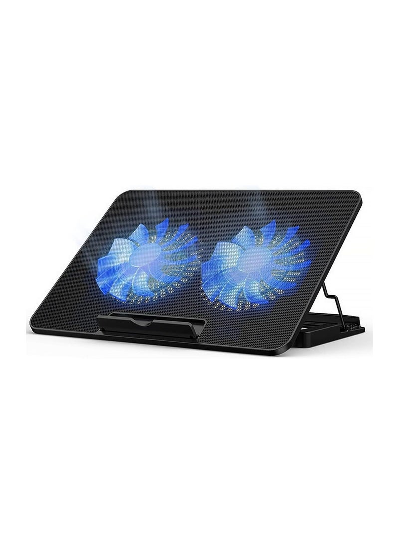 General Laptop cooling pad for 14-17 inch laptops - Slim, quiet and ergonomic design - Height adjustable cooling stand  - Image 1