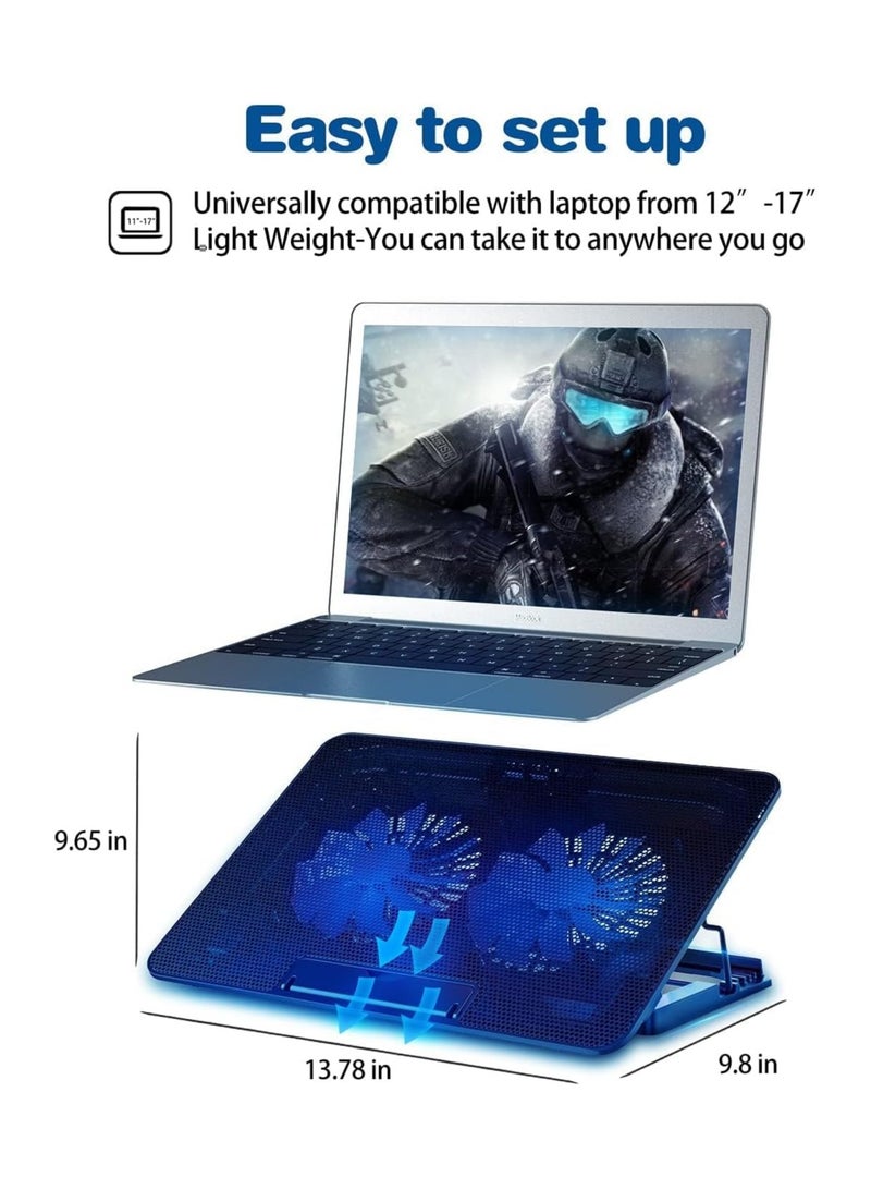 General Laptop cooling pad for 14-17 inch laptops - Slim, quiet and ergonomic design - Height adjustable cooling stand  - Image 2