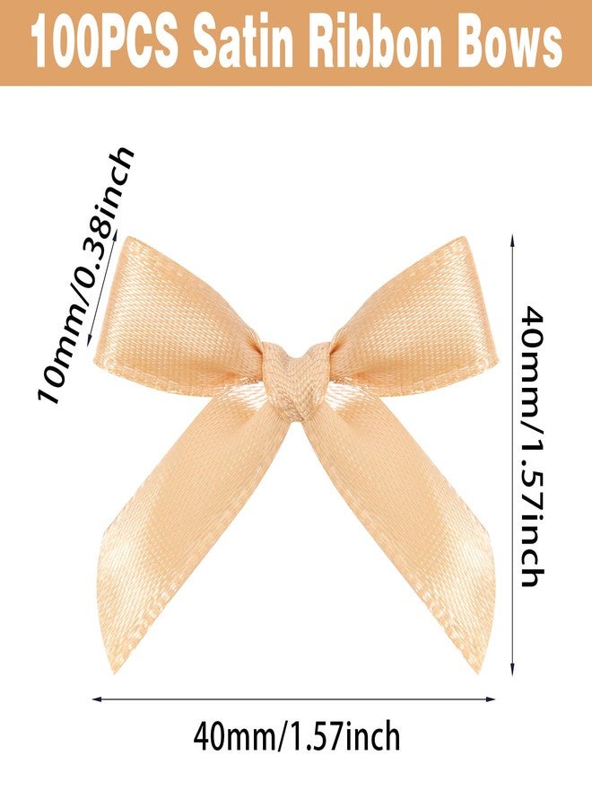 Hiswan 100PCS Mini Ribbon Bows 1.57” Satin Small Premade Bows for Sewing Crafts Gift Wrapping Baby Shower Hair Cake Treats Party Christmas Decorations Gold - Image 2