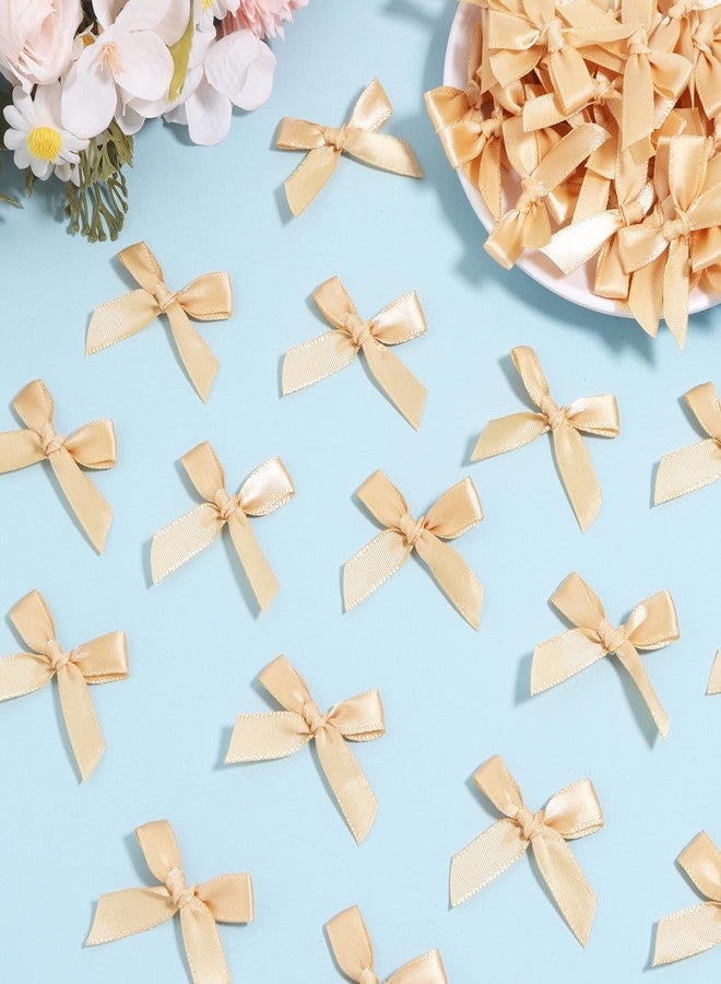 Hiswan 100PCS Mini Ribbon Bows 1.57” Satin Small Premade Bows for Sewing Crafts Gift Wrapping Baby Shower Hair Cake Treats Party Christmas Decorations Gold - Image 3