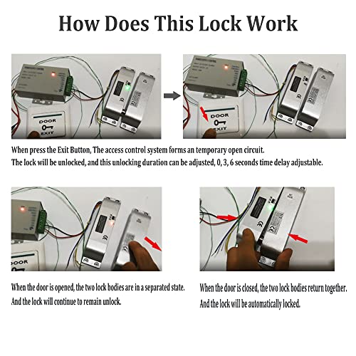 HENAXSAD قفل كهربائي هيرناس DC 12V، قفل باب إلكتروني بنمط NC آمن عند الفشل، مع تأخير زمني قابل للتعديل، قفل مزلاج كهربائي للتحكم في الوصول إلى الأبواب - Image 3