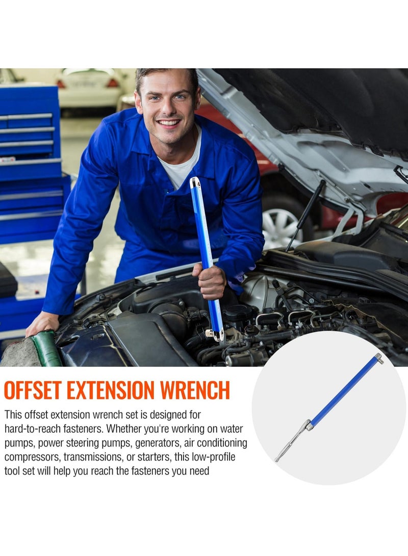 Impact Ready Offset Extension Wrench, Tight Reach Extension Wrench Set with 1/2", 1/4" and 3/8" Square Drive Adapters, Universal Extensions Wrench for Small Place - Image 5