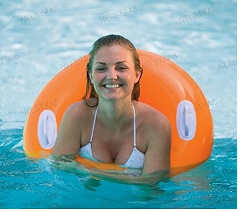 NELSTRAB :- Adult Swimming Ring Adult Inflatable Pool Float Tube Circle Water Toys Swim Tube with 2 Handles(8 + Years up)(Size - 30''inch)(Multi Color)(1 PIS) - Image 2