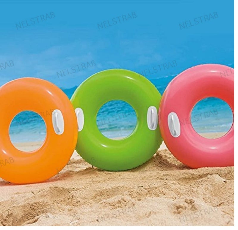 NELSTRAB :- Adult Swimming Ring Adult Inflatable Pool Float Tube Circle Water Toys Swim Tube with 2 Handles(8 + Years up)(Size - 30''inch)(Multi Color)(1 PIS) - Image 3