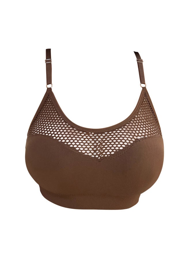 Zeriluna Fishnet Crop Top - Multi-color Fashionable Hollow-out Push-up Bra, Comfortable And Breathable