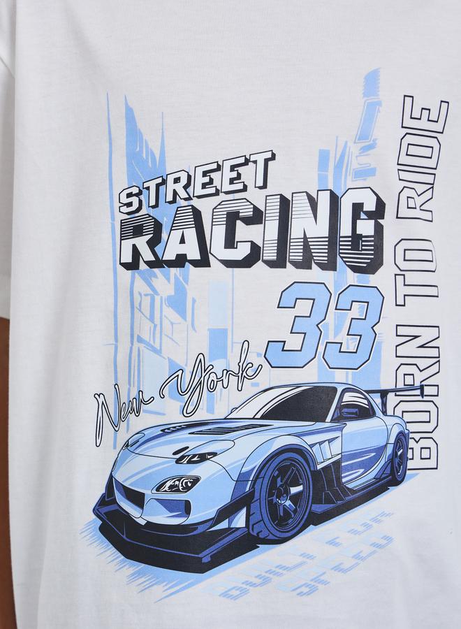 ستايلي مجموعة من جوغر وتيشيرت بطبعة جرافيك - Image 3