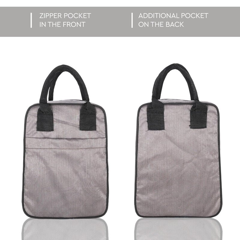 CHERRYLAND Lunch Bag for MenWomen Insulated Lunch Box Large Waterproof Lunch Bag Tiffin Lunch Bag for OfficeCollegeSchoolBottle HolderLightweightDurable HandlesMultiple PocketsMade in Indiagrey - Image 2