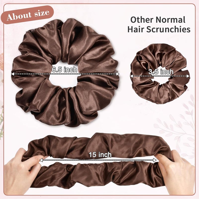 CEELGON Dark Brown Big Satin Scrunchie6.5 Inches Jumbo Scrunchies Silky Hair Ties Oversized Ponytail Holderfor Thick Curly Hair Extra Large Hair Accessories for Women (Espresso) - Image 2