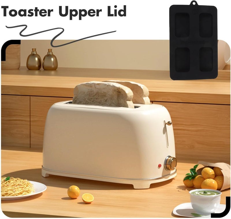 Luckam 2Pcs Silicone Toaster Lid, Toaster Dirt Cover Toaster Appliance Top Cover, Toaster Protector Bread Maker Cover for Bread Machine, Sandwich Machine Part Accessories (Black) - Image 2