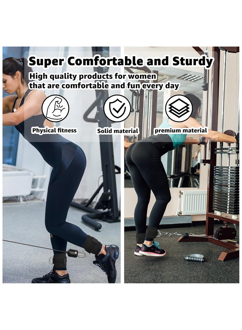 Vparty Ankle Strap for Cable Machine – Pack of 2 Premium Padded Ankle Cable Straps, Glute Kickback, Leg Extension, Adjustable Fitness Strap for Workout, Strength Training, Home Gym, Lower Body Exercise, and Fitness Equipment  - Image 2