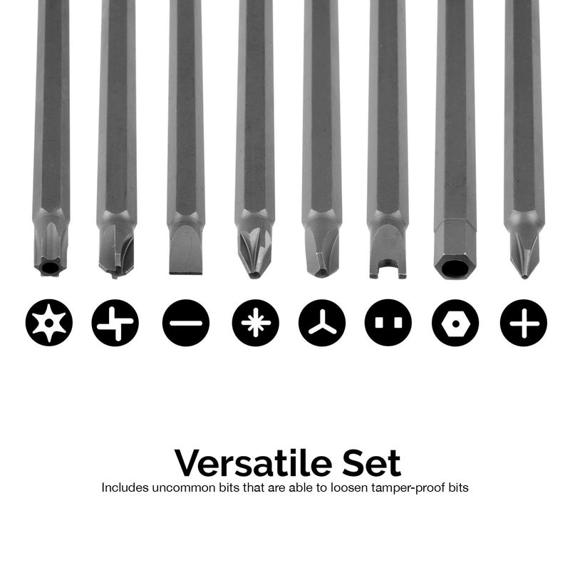 NEIKO 10224A 1/4" Extra Long Security Bit Set, 32 Piece Screwdriver Bit For Drill, S2 Steel 6” Long Torx Bit Set, Tamper Proof Bit Set, Torx, PoziDriv, Spanner, Tri-Wing, Security Power Bit - Image 3