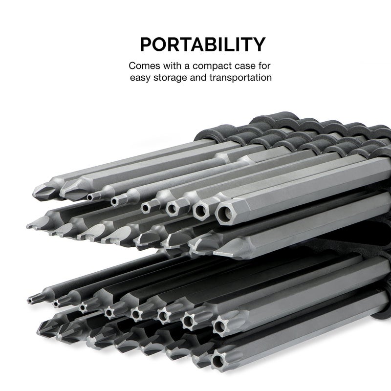 NEIKO 10224A 1/4" Extra Long Security Bit Set, 32 Piece Screwdriver Bit For Drill, S2 Steel 6” Long Torx Bit Set, Tamper Proof Bit Set, Torx, PoziDriv, Spanner, Tri-Wing, Security Power Bit - Image 4