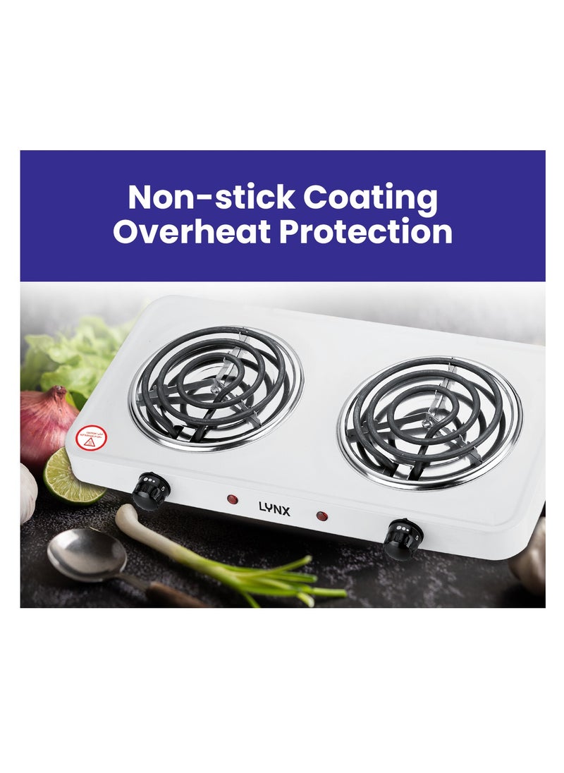 lynx - LYNX Countertop Portable Buffet Burner - Electric Hot Plate with Dual Cooking Plates, 5-Stage Control, Overheat Protection, Easy to Clean, 2000W, Compact Design for Versatile Use - LY-HP-6016 - Image 1