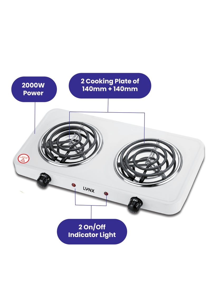 lynx - LYNX Countertop Portable Buffet Burner - Electric Hot Plate with Dual Cooking Plates, 5-Stage Control, Overheat Protection, Easy to Clean, 2000W, Compact Design for Versatile Use - LY-HP-6016 - Image 1