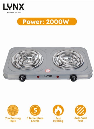LYNX Countertop Portable Buffet Burner - Electric Hot Plate with Dual Cooking Plates, 5-Stage Control, Overheat Protection, Easy to Clean, 2000W, Compact Design for Versatile Use - LY-HP-6016 - pzsku/Z4FFF42D539C57C3EB2EDZ/45/1750051097/e5c1be7e-efdf-4809-9beb-fcea9c7c6834