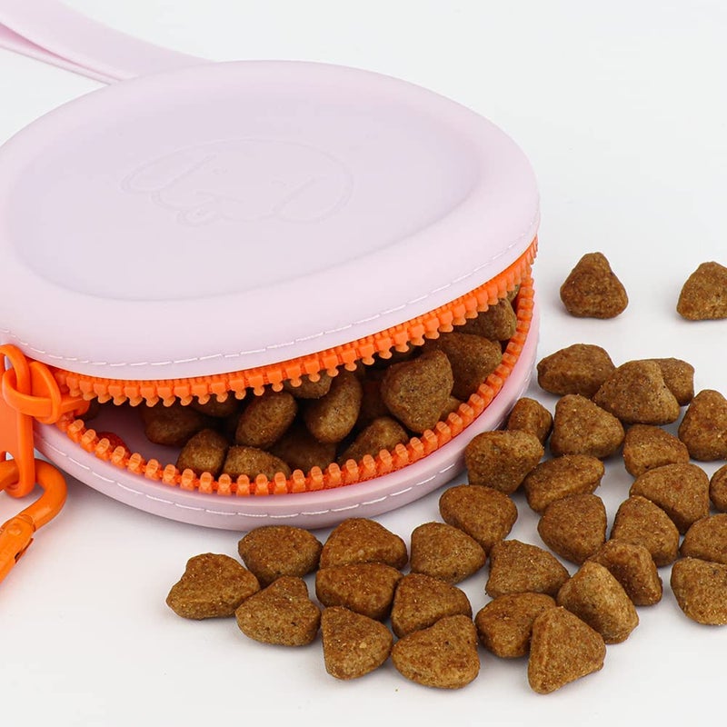 WALLFID Silicone Dog Treat Pouch Small Bag,2PCS Pet Walking Bag for Dog and Cat,Pocket Size,Easy to Clean,Odorless,Zipper Design,Moisture-Proof,Travel Walking Bag,Portable Training Bag. (Gray&Purple) - Image 2