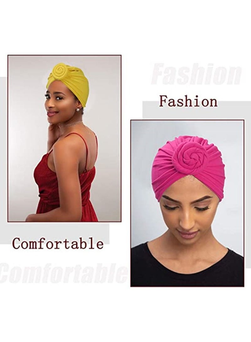 SYOSI Head Wraps, SYOSI 6 Pcs Pre Tied Knot Scarf Shawl for Women Soft Headwrap Pleated Turban African Headwrap Hair Accessories - Image 3