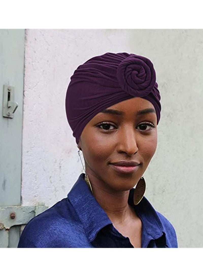 SYOSI Head Wraps, SYOSI 6 Pcs Pre Tied Knot Scarf Shawl for Women Soft Headwrap Pleated Turban African Headwrap Hair Accessories - Image 4