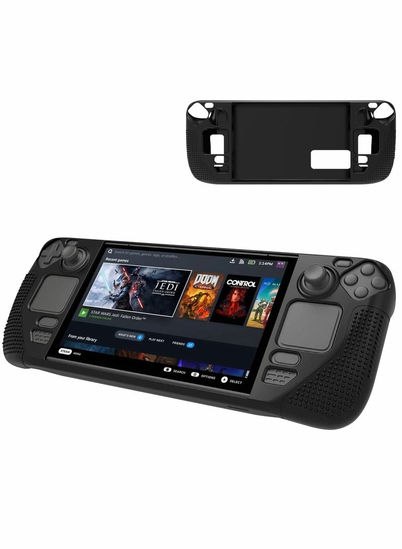 KASTWAVE Protective Case Compatible, for Valve Steam Deck, Full Protection Silicone Cover, with Anti-Slip Particles Shockproof Protector Grip Shell, for Steam Deck -Black - Image 1