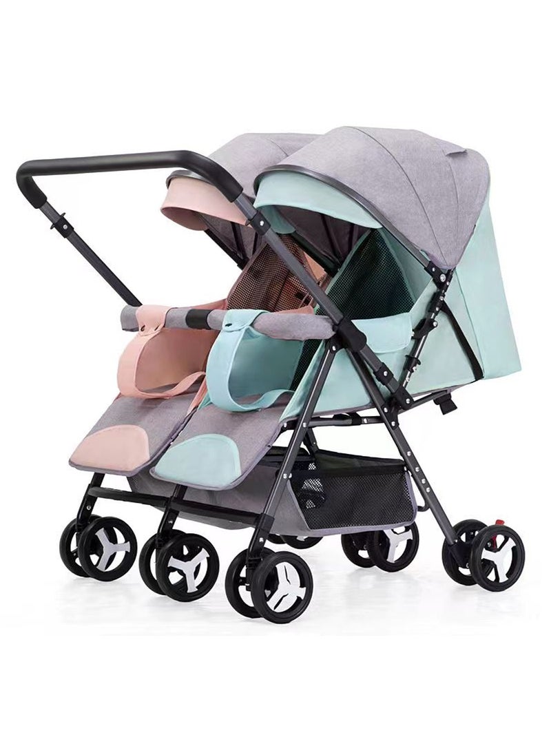 MaBaby Baby Lightweight Stroller, Twin Double Pushchair, Travel Stroller With Storage Basket, From Birth To 24 Months  - Image 1
