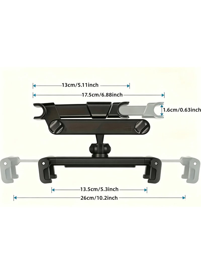 HPRT Tablet Holder for Car Back Seat, Car Headrest Tablet Holder with 360° Rotatable Adjustable Mount, Clip-On Phone and Tablet Holder for 4.7–12.9 Inch Devices (Black) - Image 3