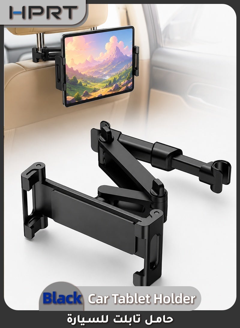 HPRT Tablet Holder for Car Back Seat, Car Headrest Tablet Holder with 360° Rotatable Adjustable Mount, Clip-On Phone and Tablet Holder for 4.7–12.9 Inch Devices (Black) - Image 1