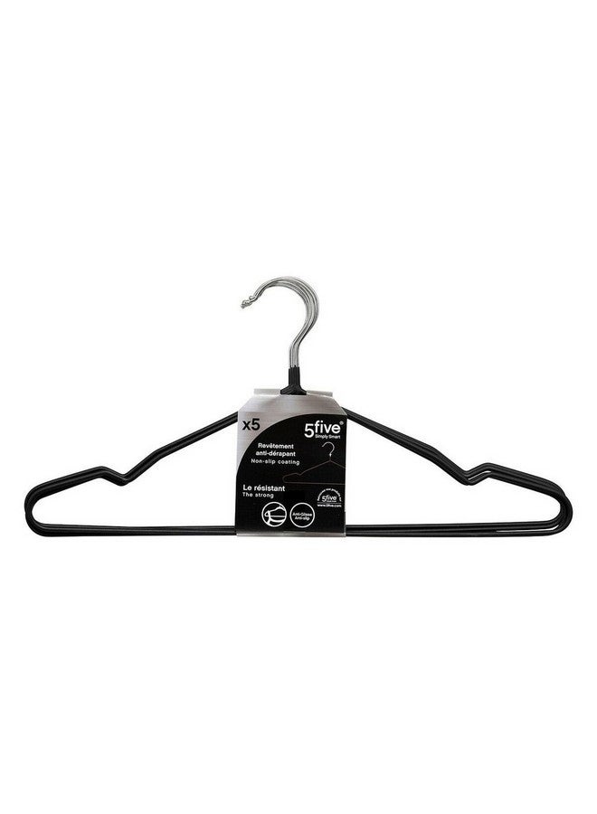 Five Simply Smart 5-Piece Hang'up Non-Slip Cloth Hangers Black and Silver 18.8 x 0.3 x 40 cm 203122 - Image 2