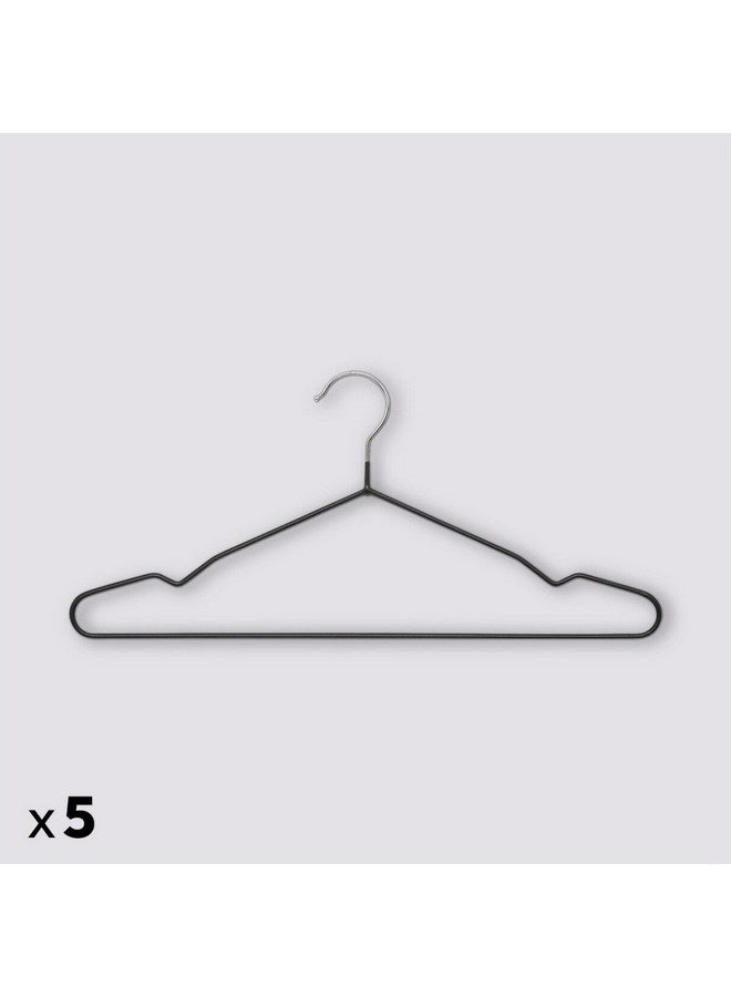 Five Simply Smart 5-Piece Hang'up Non-Slip Cloth Hangers Black and Silver 18.8 x 0.3 x 40 cm 203122 - Image 1