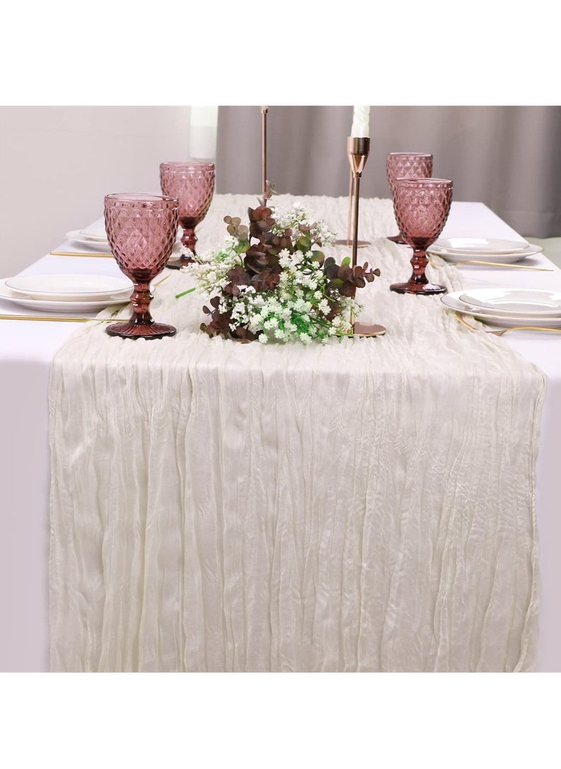 Generic Cheesecloth Table Runner 35 x 118 Inch Gauze Tablecloth Boho Wedding Decor 10 Ft Rustic Wedding Decorations Vintage Table Centerpieces for Wedding Reception Bridal Shower Birthday (1 Pack Beige)  - Image 2