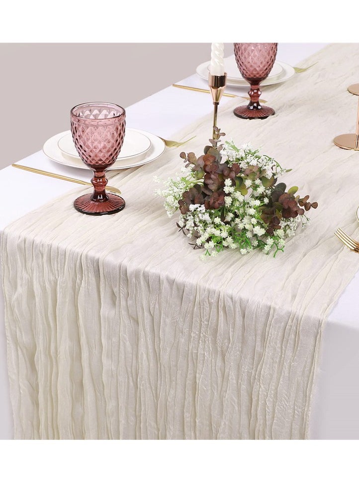 Generic Cheesecloth Table Runner 35 x 118 Inch Gauze Tablecloth Boho Wedding Decor 10 Ft Rustic Wedding Decorations Vintage Table Centerpieces for Wedding Reception Bridal Shower Birthday (1 Pack Beige)  - Image 1