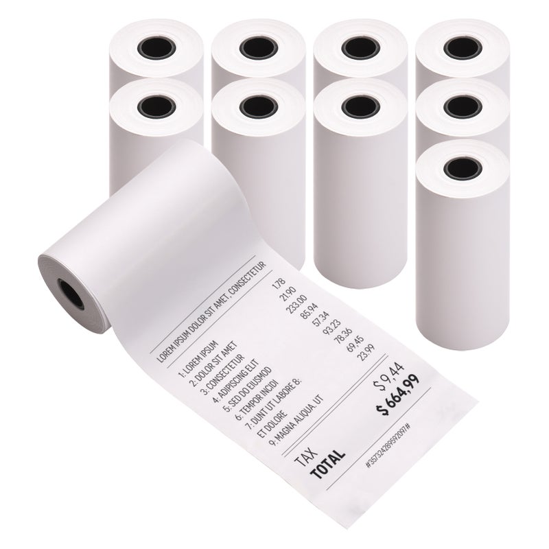 10 Rolls 57x30mm Direct Thermal Paper White Receipt Printing Paper Non-Adhesive Waterproof Oil-proof Friction-proof for Pocket Mobile Thermal Printer BT Photo Printer - Image 1