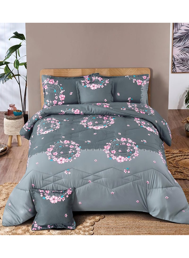 Ming Li 4 Pieces Single Size 160x210Cm Comforter Set Medium Filling Bedding Set for All Season Includes 1Comforter 1Bedsheet 1Pillow Shams and 1Cushion cases - Image 1
