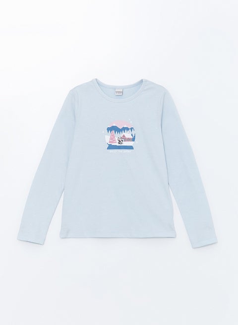 تيشيرت بناتي برقبة مستديرة