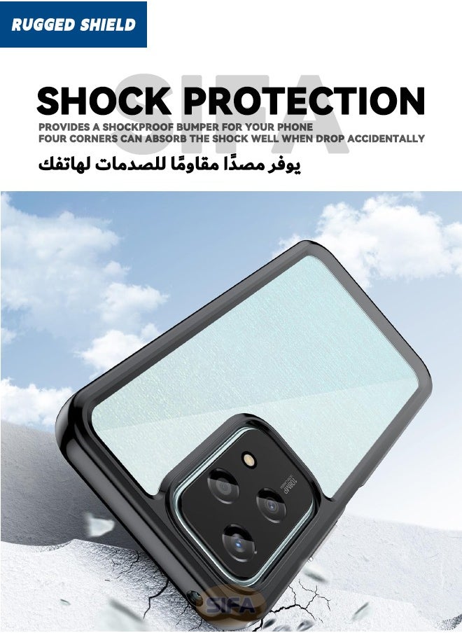 RUGGED SHIELD Honor 200 Lite 5G Case Cover, Clear Acrylic Hard Back Panel+Black Soft TPU Edge, [Anti Drop][Anti Scratch][Anti Slip][Anti Fingerprint] Protective Phone Case for Honor 200 LITE 6.7 inch, Clear/Black  - Image 3