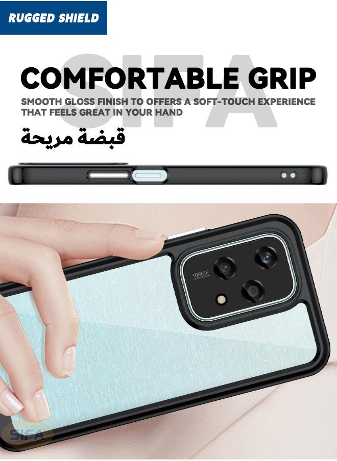 RUGGED SHIELD Honor 200 Lite 5G Case Cover, Clear Acrylic Hard Back Panel+Black Soft TPU Edge, [Anti Drop][Anti Scratch][Anti Slip][Anti Fingerprint] Protective Phone Case for Honor 200 LITE 6.7 inch, Clear/Black  - Image 4