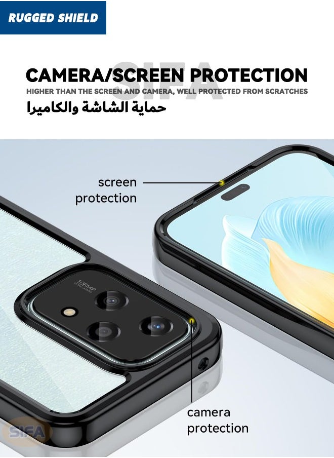 RUGGED SHIELD Honor 200 Lite 5G Case Cover, Clear Acrylic Hard Back Panel+Black Soft TPU Edge, [Anti Drop][Anti Scratch][Anti Slip][Anti Fingerprint] Protective Phone Case for Honor 200 LITE 6.7 inch, Clear/Black  - Image 5
