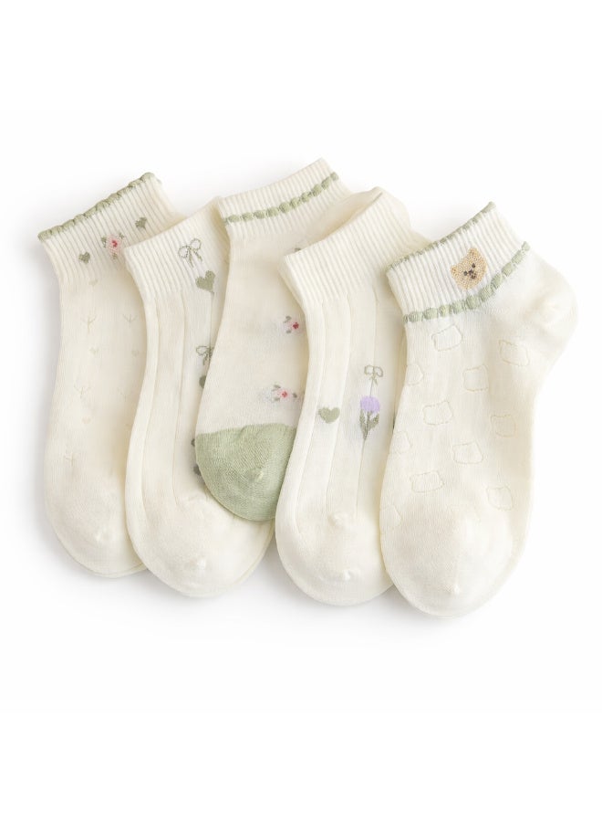 TRENDORA Women's Cotton Ankle Socks, Mixed Colours, Cotton Blend, 6 Pairs , Comfort - Image 1