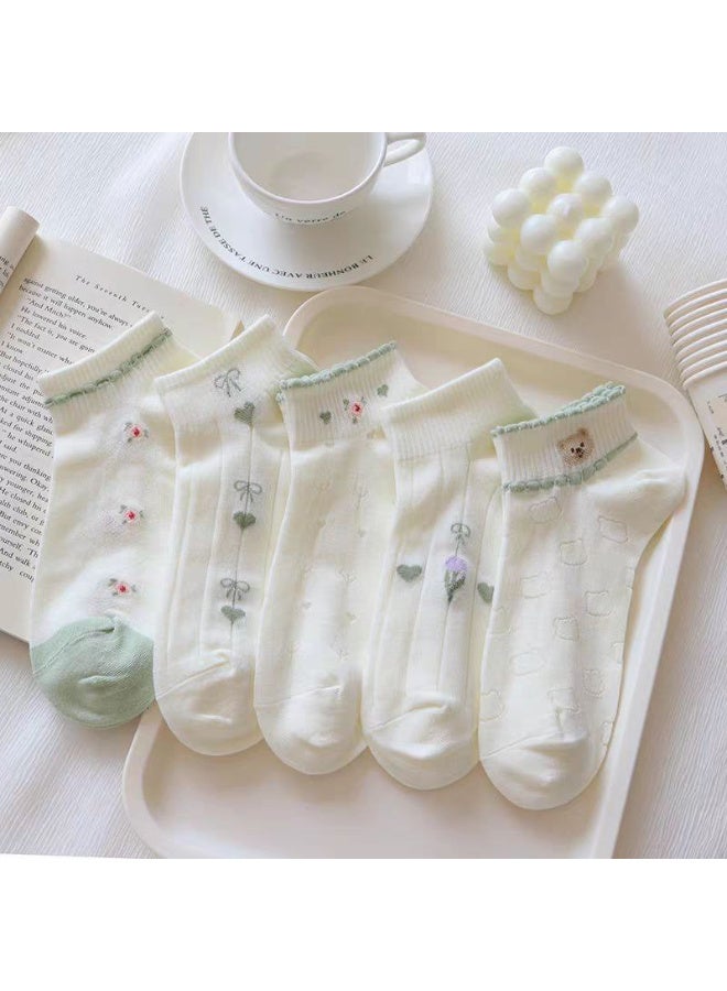 TRENDORA Women's Cotton Ankle Socks, Mixed Colours, Cotton Blend, 6 Pairs , Comfort - Image 3