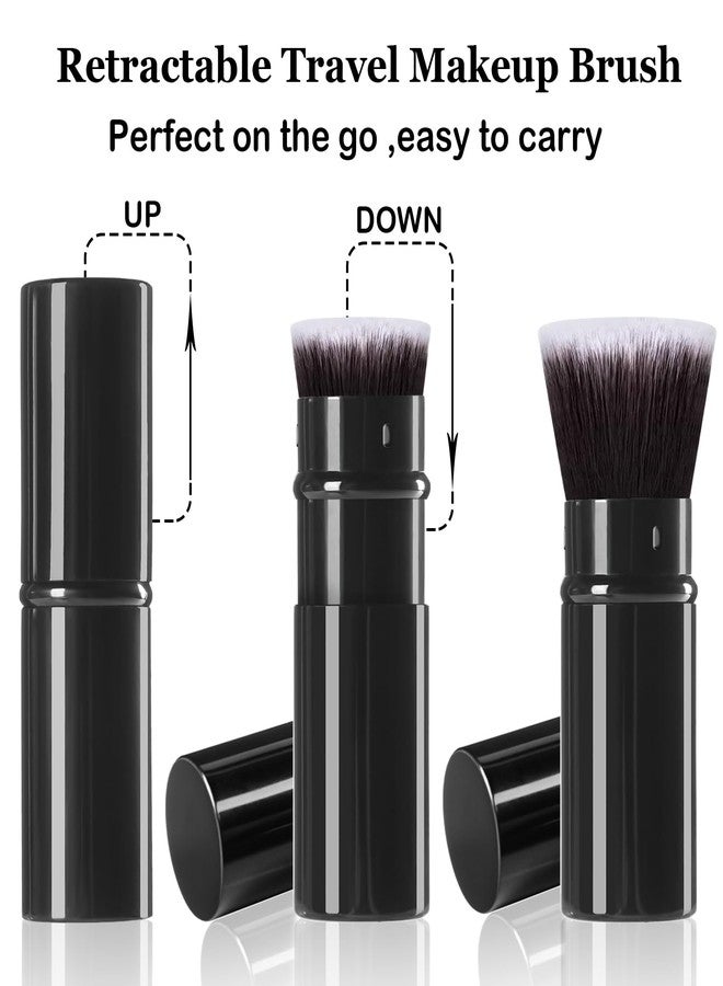 Keriloo Retractable Makeup Brush 2 Pack, Travel Kabuki Powder Foundation Makeup Brush Face Blush Brushes for Blending Liquid, Blush, Bronzer, Buffing, Sunscreen,Flawless Cosmetics - Image 2