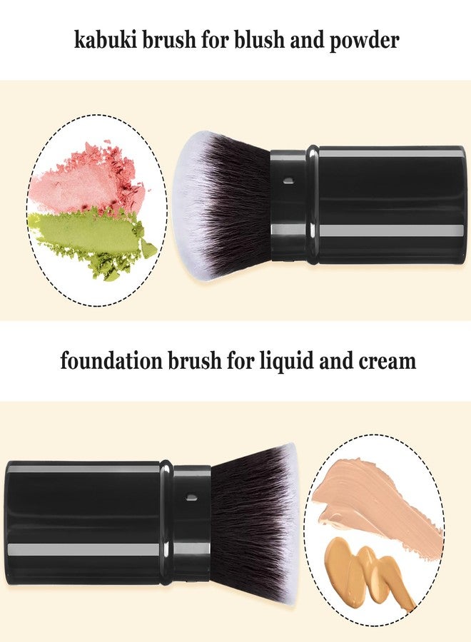 Keriloo Retractable Makeup Brush 2 Pack, Travel Kabuki Powder Foundation Makeup Brush Face Blush Brushes for Blending Liquid, Blush, Bronzer, Buffing, Sunscreen,Flawless Cosmetics - Image 3
