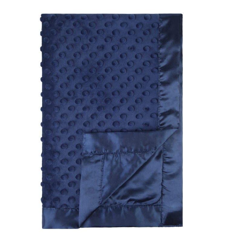 Pro Goleem Baby Soft Minky Dot Blanket with Silky Satin Backing Baby Gifts for Boys and Girls Navy Blue 30 x 40