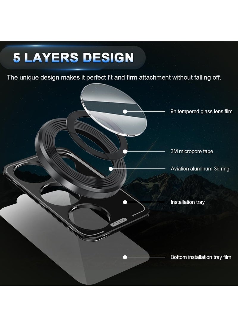 Generic Camera Lens Protector for Samsung Galaxy S24 Ultra Tempered Glass Aluminum Alloy Ring Lens Cover(Black)  - Image 3