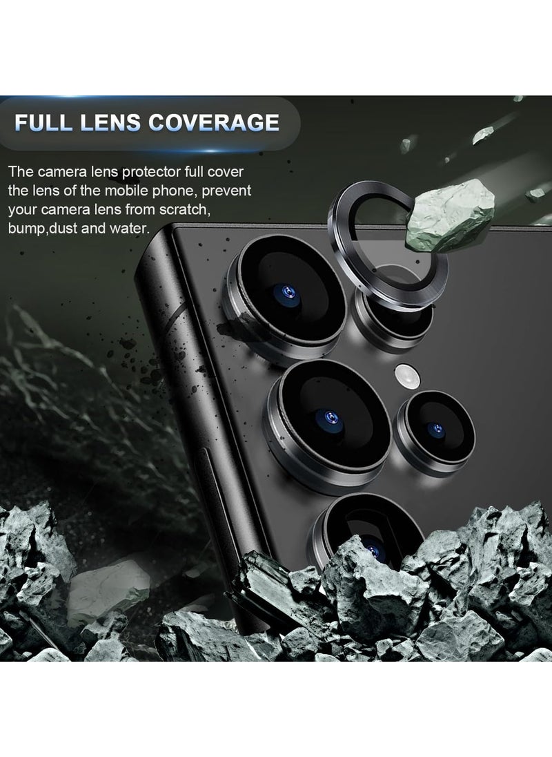 Generic Camera Lens Protector for Samsung Galaxy S24 Ultra Tempered Glass Aluminum Alloy Ring Lens Cover(Black)  - Image 5