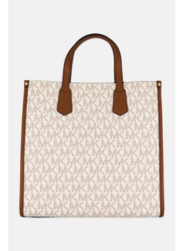 Michael Kors Women Brand Logo Maple Tote Bag 36 H x 36 L x 15 W cm, Beige/Brown  - Image 3
