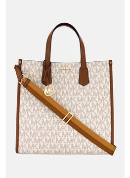 Michael Kors Women Brand Logo Maple Tote Bag 36 H x 36 L x 15 W cm, Beige/Brown  - Image 1